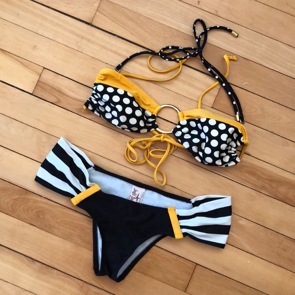 Cheeky black, white and gold bikini